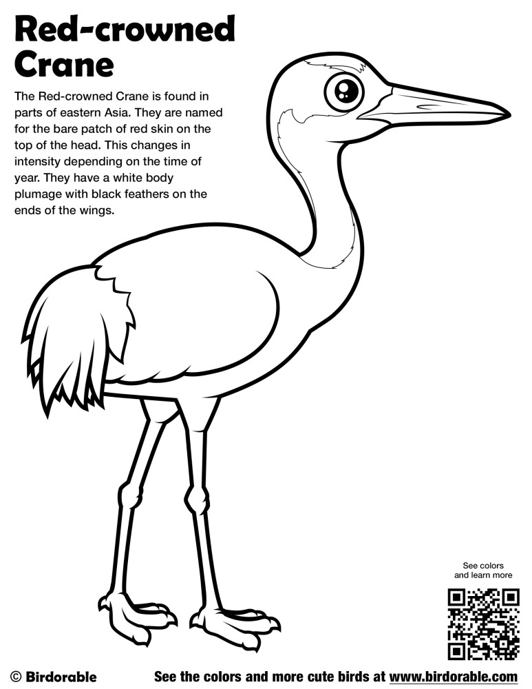 Red-crowned Crane Coloring Page by Birdorable